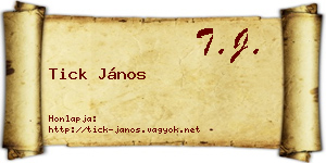 Tick János névjegykártya